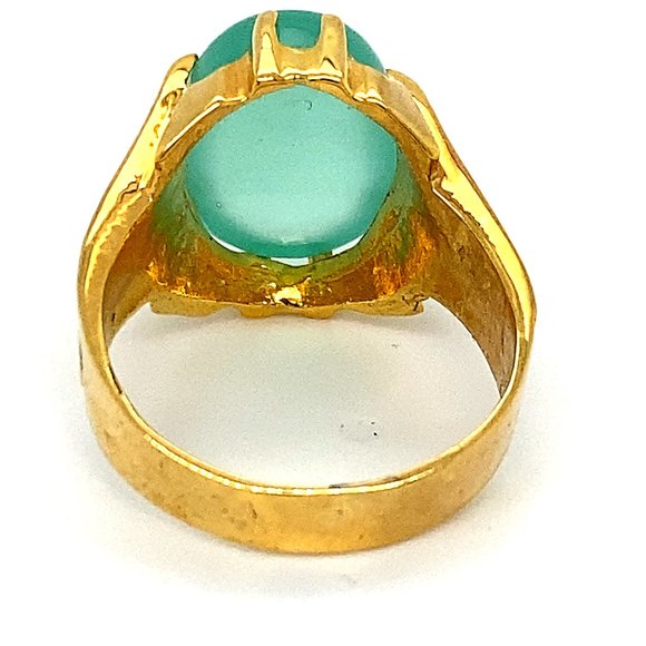 Green Cats Eye Calcite 8.01ct Solid 18K Gold Ring - Picture 5 of 7